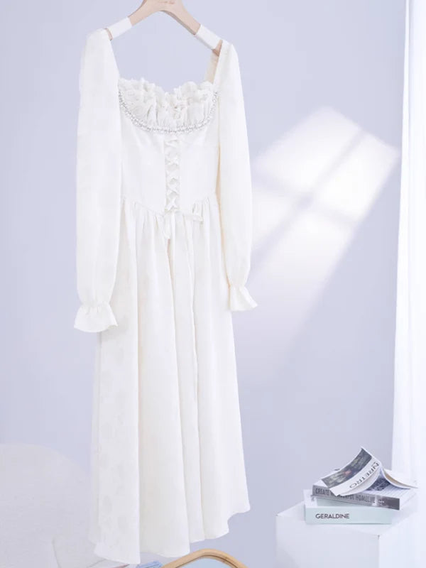 Elegant Lace Princess Ivory Dress