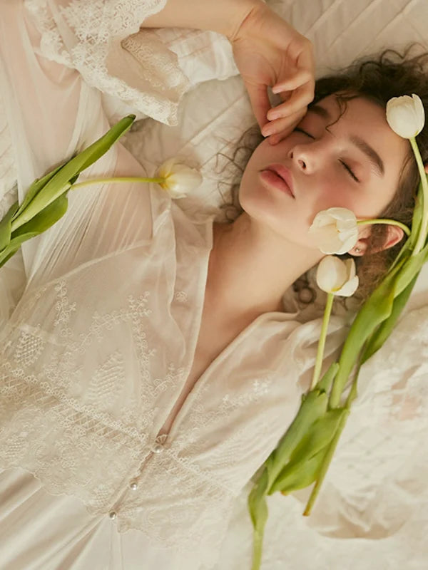 Serene Lace Elegance Nightgown