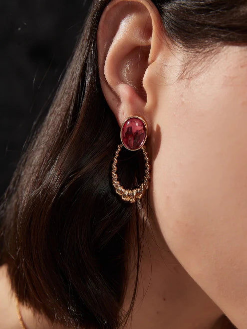 Vintage Garnet Loop Earrings