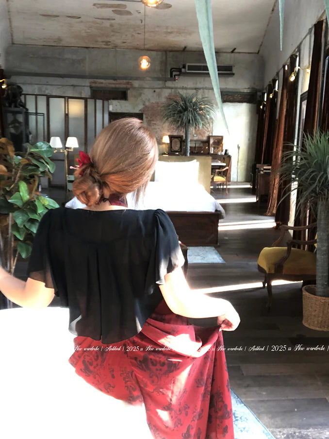 Crimson Rose Drape Dress