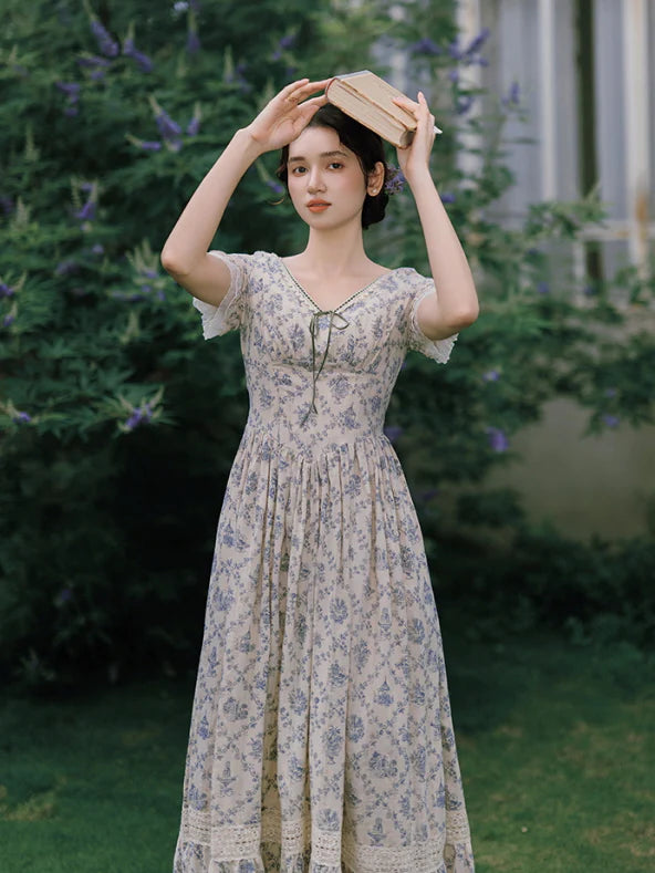 Blue Garden Vintage Lace Dress