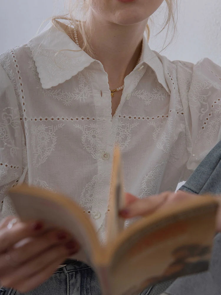 Vintage Embroidered Cotton Blouse