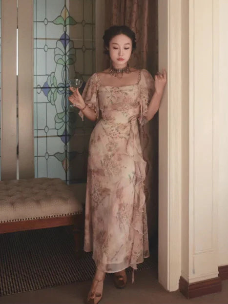 Whispering Petals Chiffon Dress