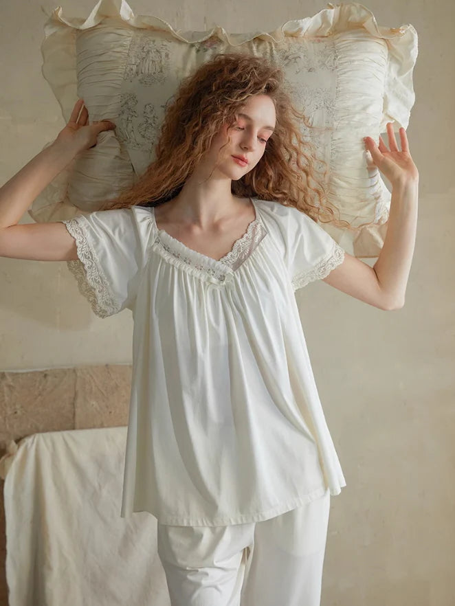 Soft Lace-Trimmed Pajama Set