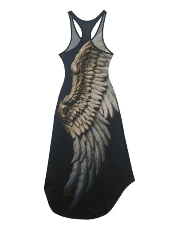 Celestial Wing Print Maxi Dress