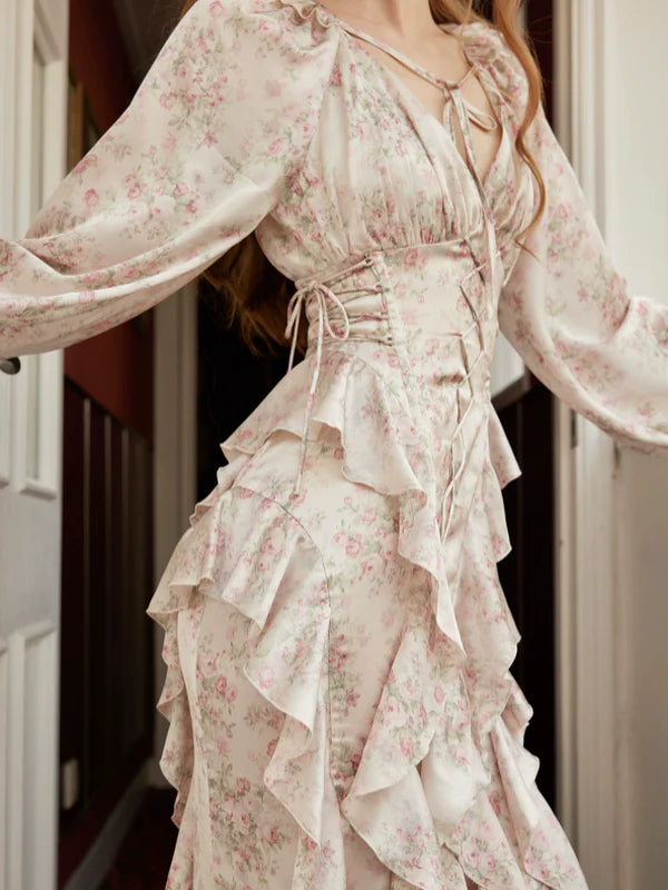 Romantic Blossom Silk Dress