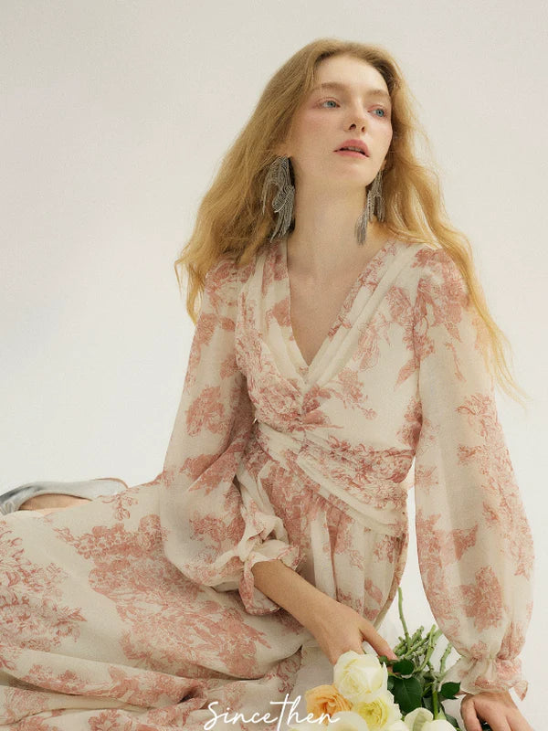 Ivory Petal Puff Sleeve Dress