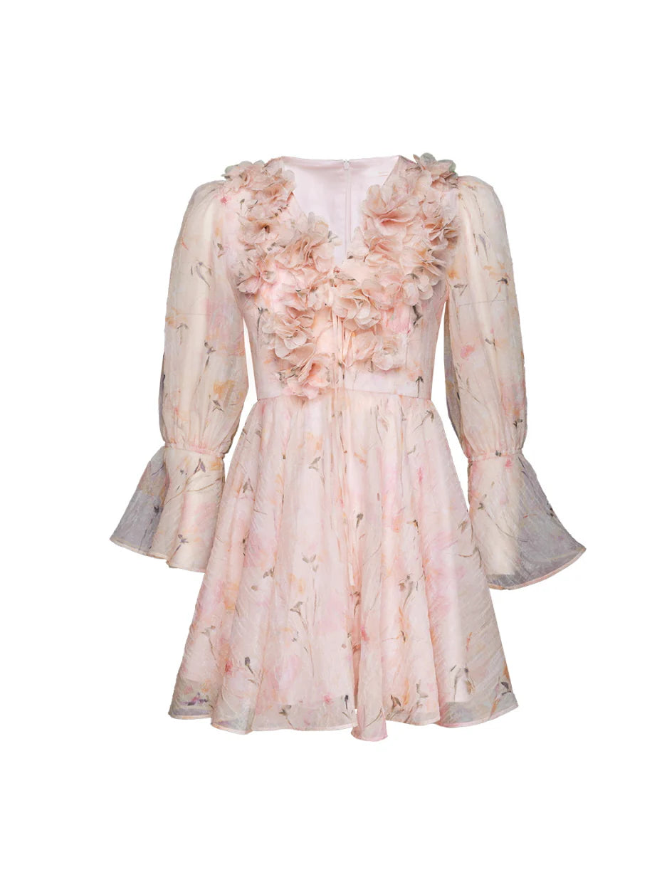 Blush Bloom Garden Ruffle Mini Dress
