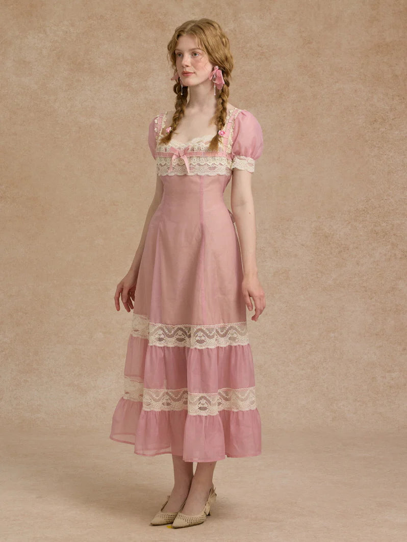 Blush Lace Ribbon Fairytale Dress