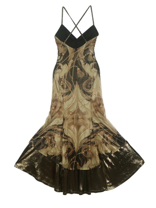 Baroque Pearl Metallic Slip Dress