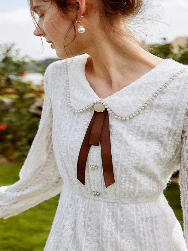 Lace Enchantment in White Dress