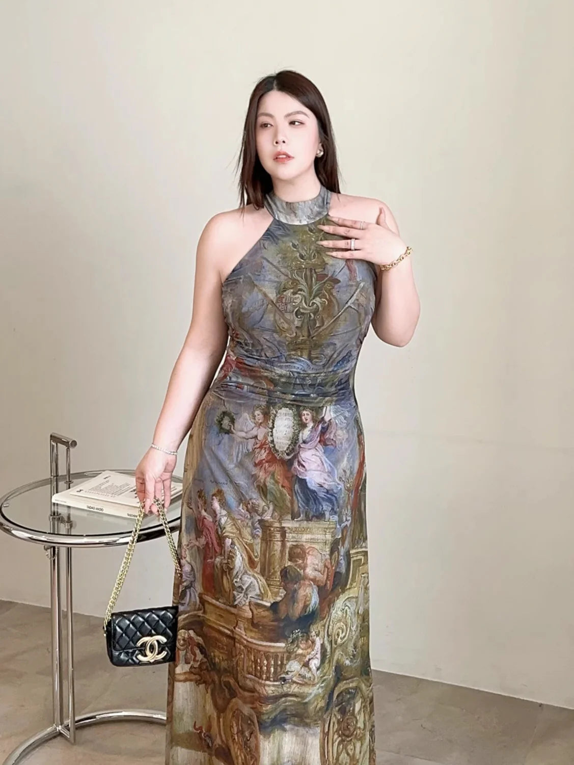 Renaissance Muse Halter Maxi Dress