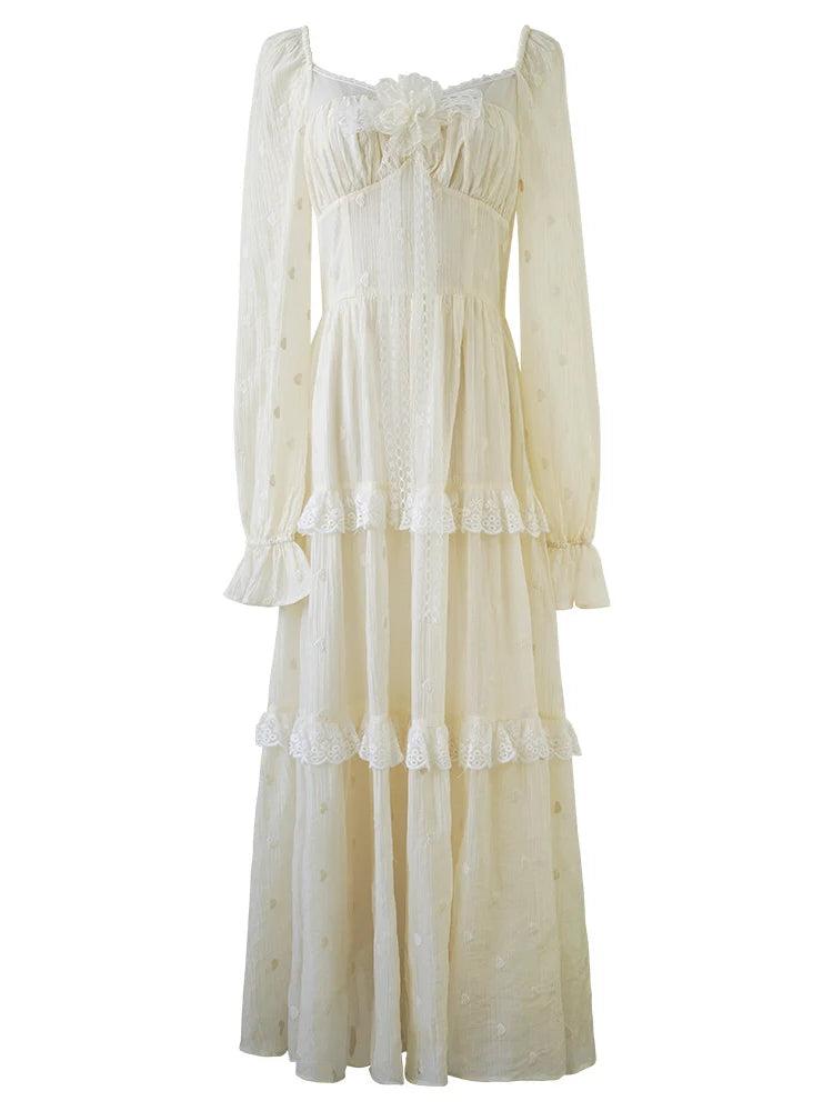 Lace Bloom Tiered Dress