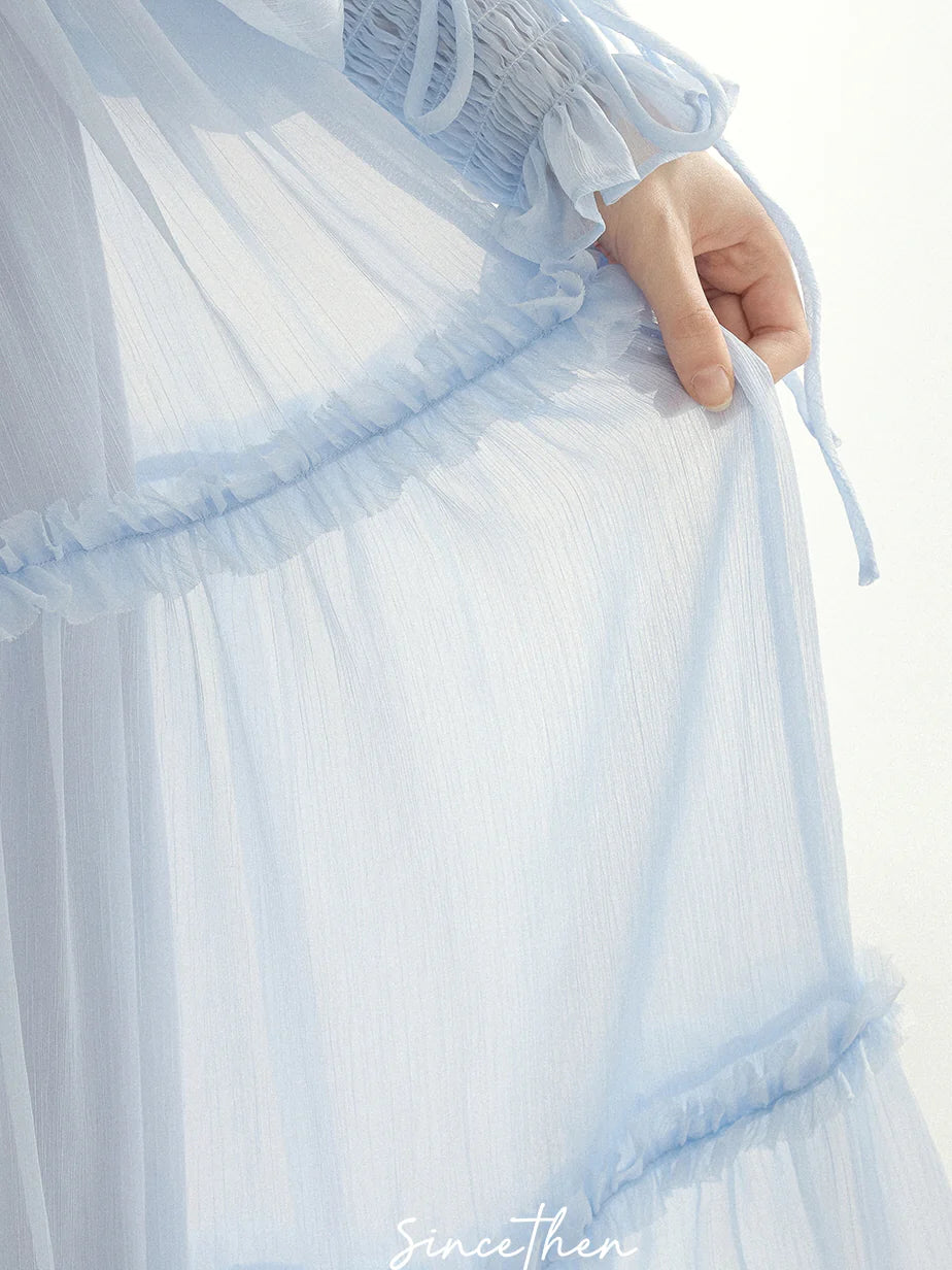 Fairy Light Blue Cloud Ruffle Dress