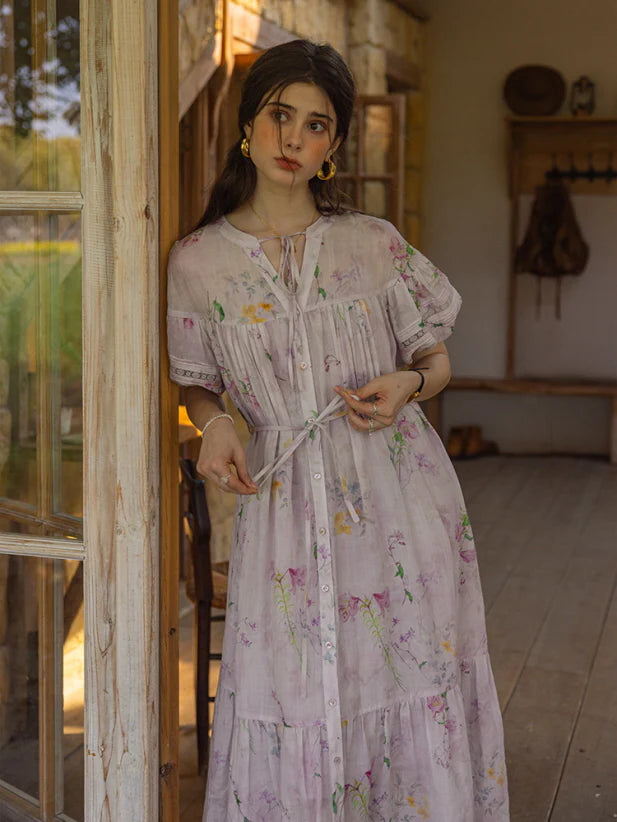 Lavender Meadow Floral Tiered Dress