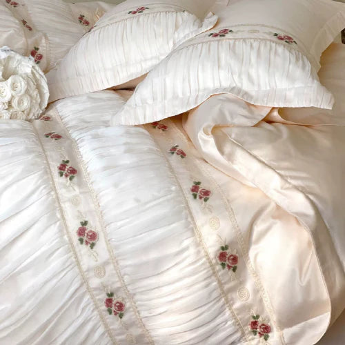 French Rose Silk Bedding Set