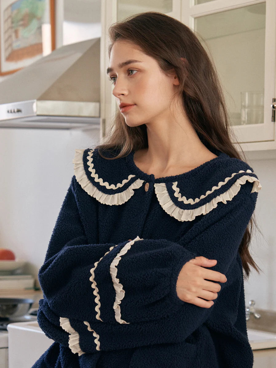 Midnight Ruffle Fleece Pajama Set