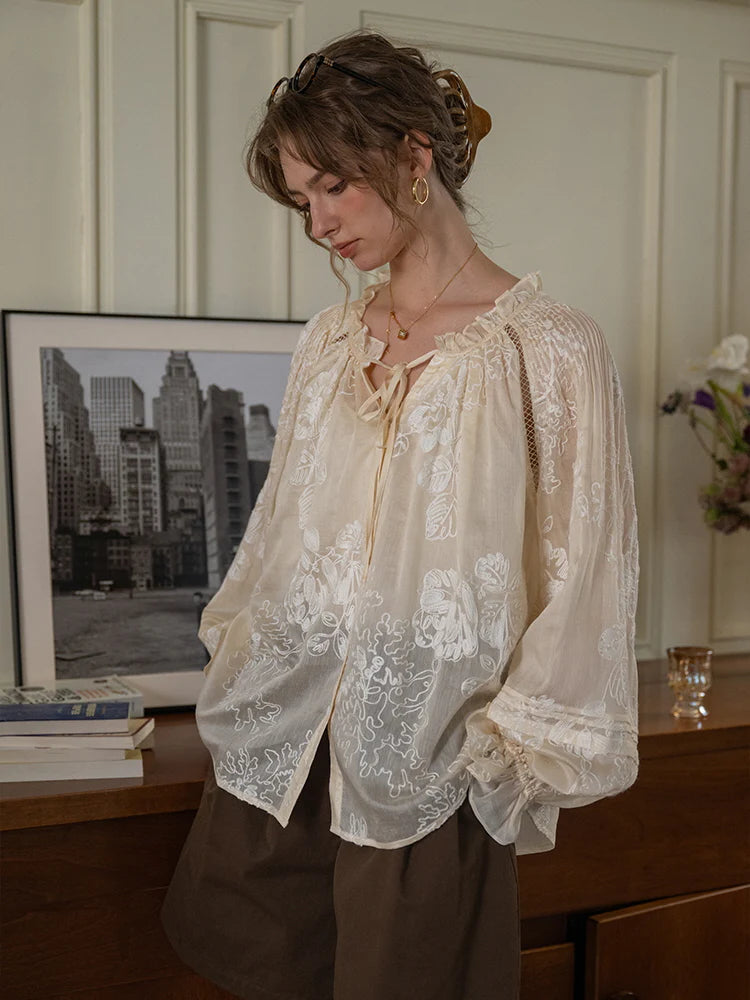 Ethereal Embroidered Lace Blouse