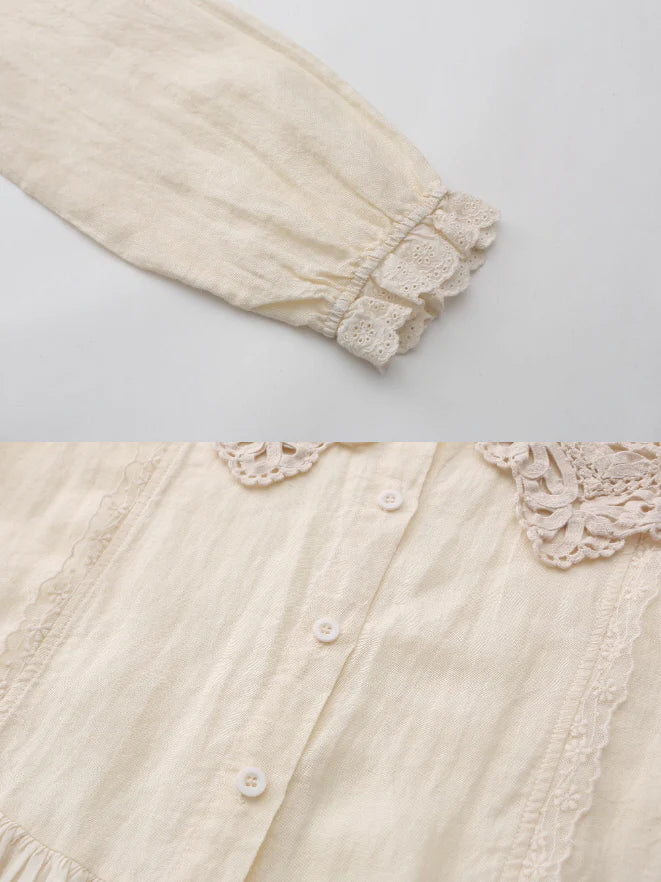 Lace Collar Peplum Blouse