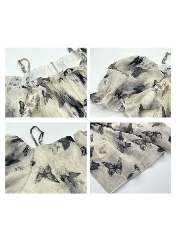 Butterfly Off-Shoulder Chiffon Dress