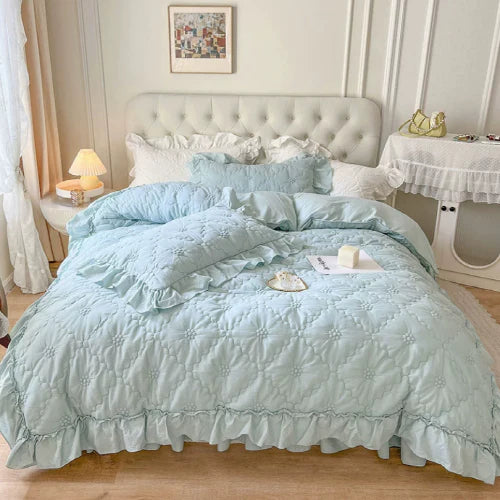 Blue Cozy Quilting Duvet Cover Set