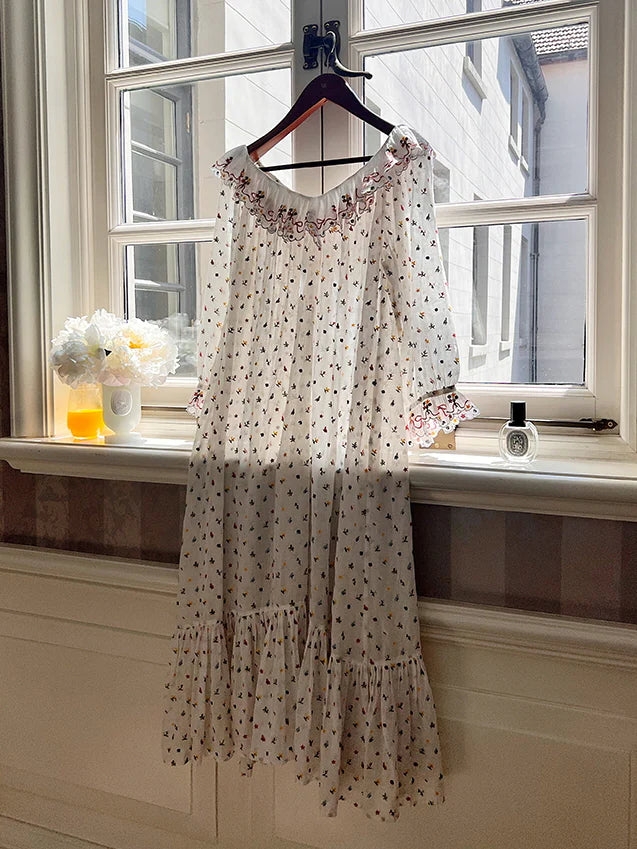 Blossom Embroidery Cotton Nightgown