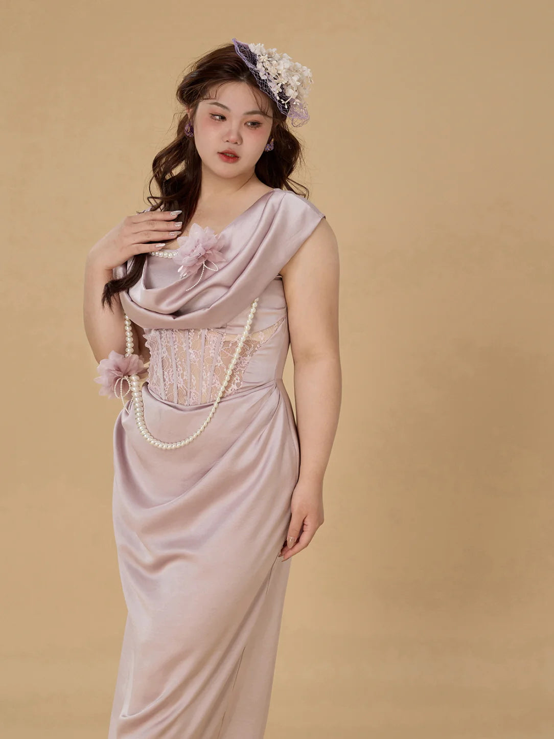 Blush Pearl Drape Gown