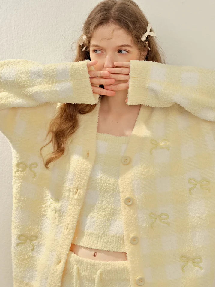 Yellow Gingham 3-Piece Cozy Lounge Set