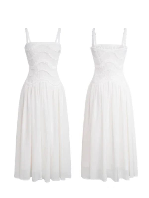 Vintage Embroidered Lace White Dress