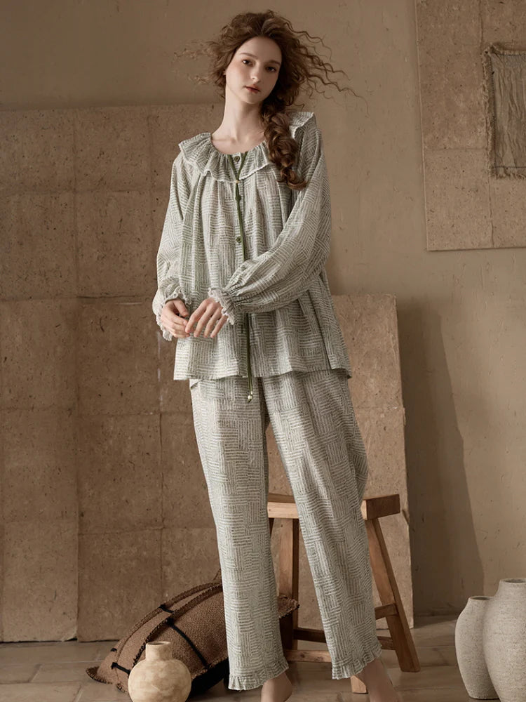 Vintage Ruffle Collar Pajamas