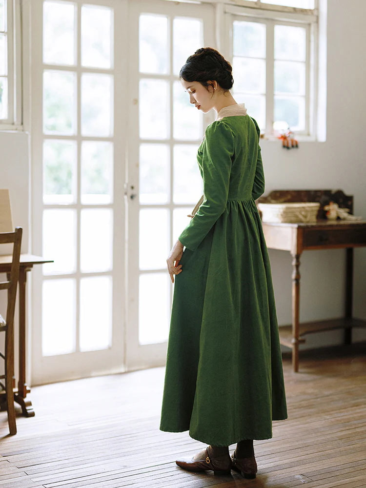 Emerald Garden Embroidered Collar Dress