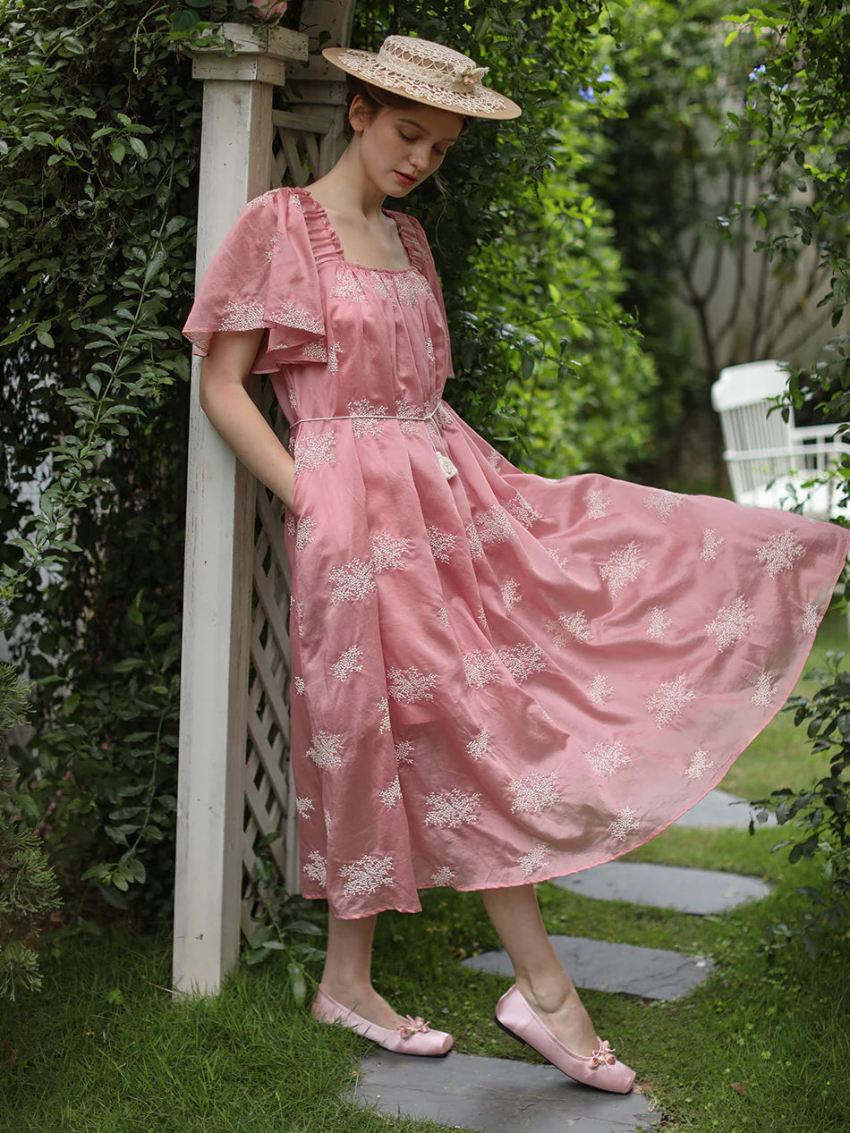 Clara's Retro Pink Elegance Dress