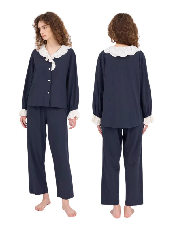 Midnight Elegance Lace Pajama Set