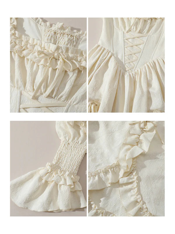 Victorian Dream Ivory Ruffled Gown