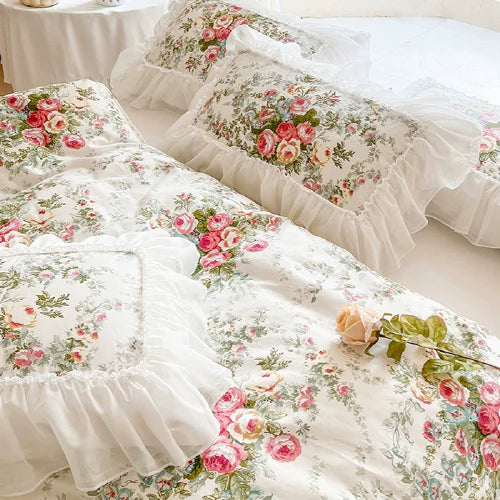 Enchanted Rose Garden Frill Bedding Set