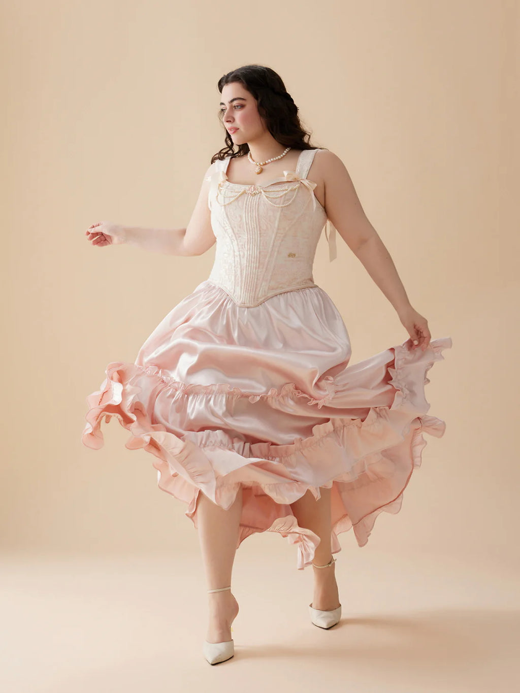 Blush Garden Rose Corset & Tiered Skirt