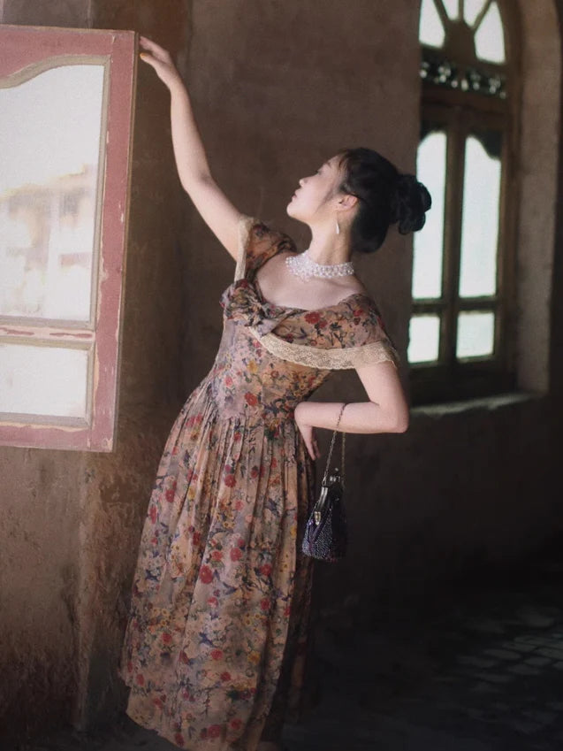 Romantic Victorian Floral Lace Dress