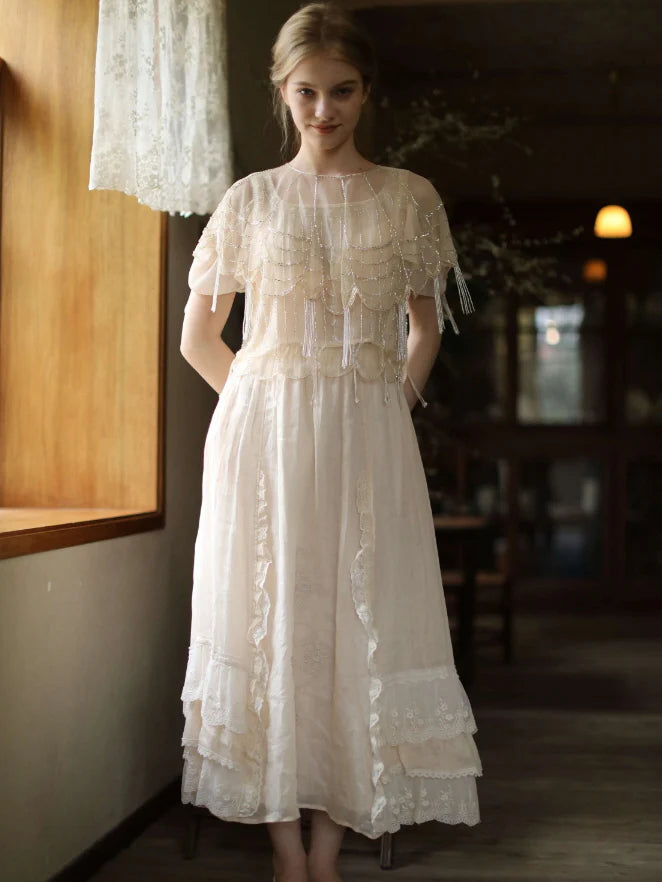 Moonlight Garden Beaded Cold Shoulder Top