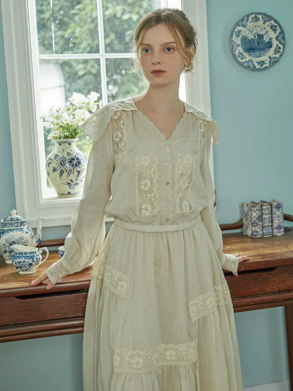 Autumn's Serene Verse Dress