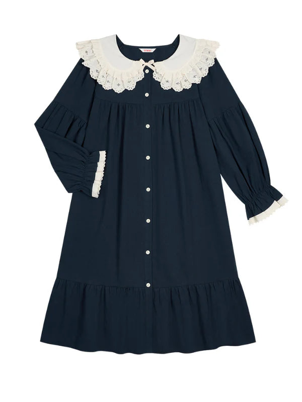 Midnight Lace Collar Nightgown