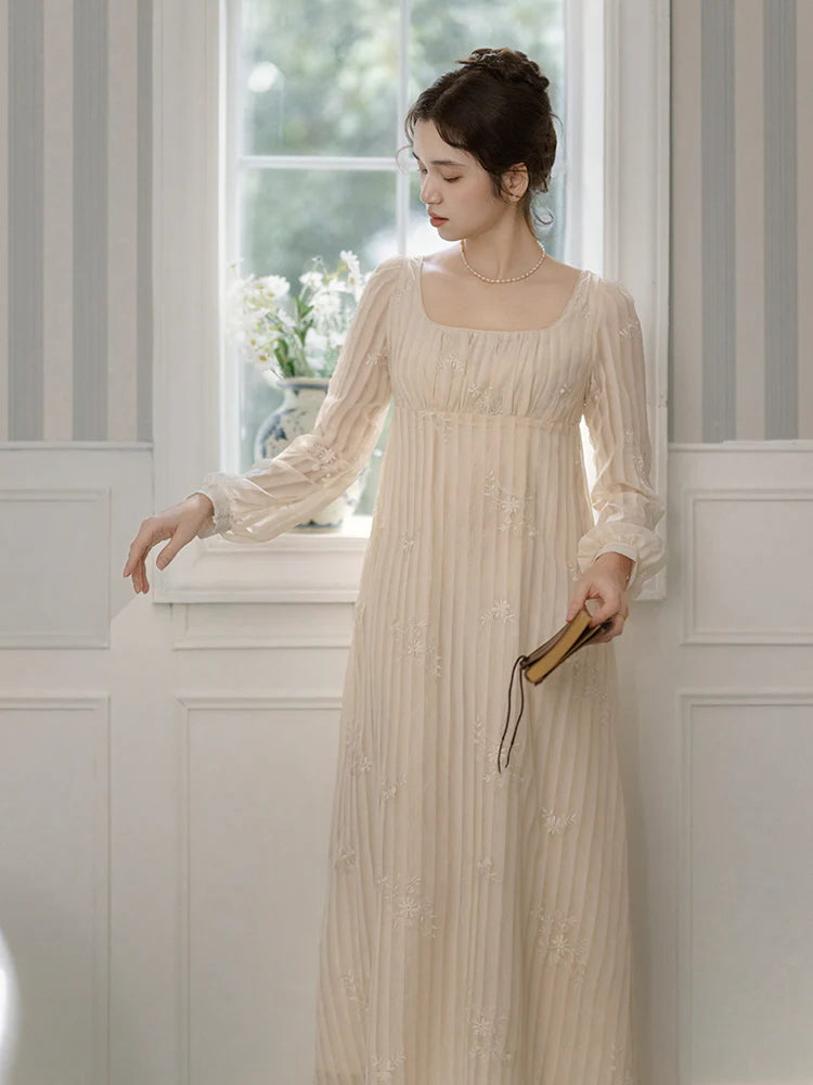 Square Neck Embroidered Fairy Dress