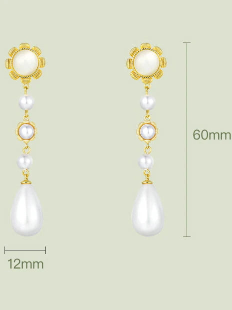 Golden Bloom Pearl Drop Earrings