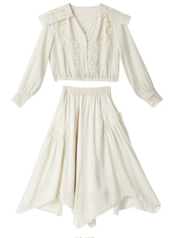 Autumn's Serene Verse Dress