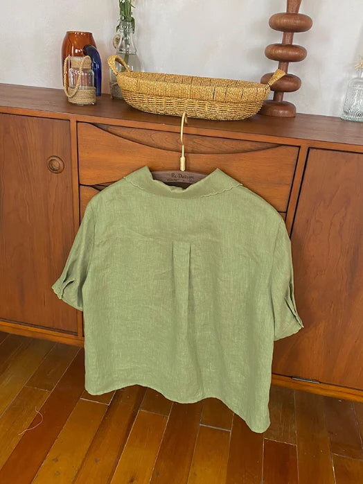 Sophia's Green Linen Blouse