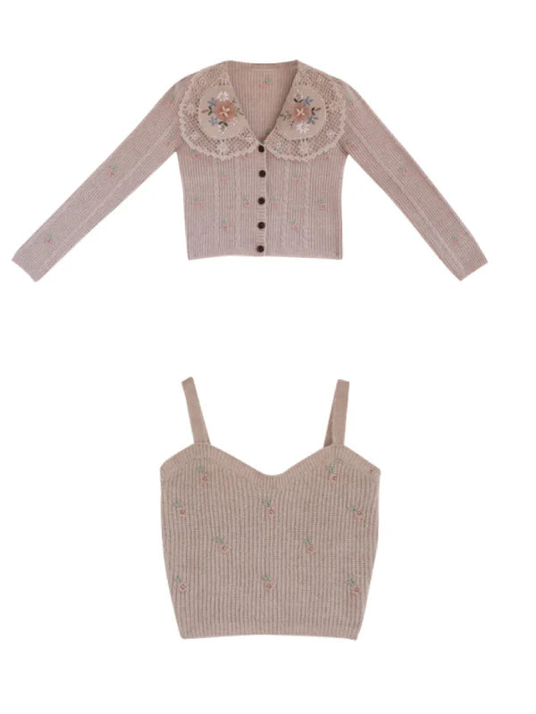 Vintage Bloom Embroidered Knit Cardigan