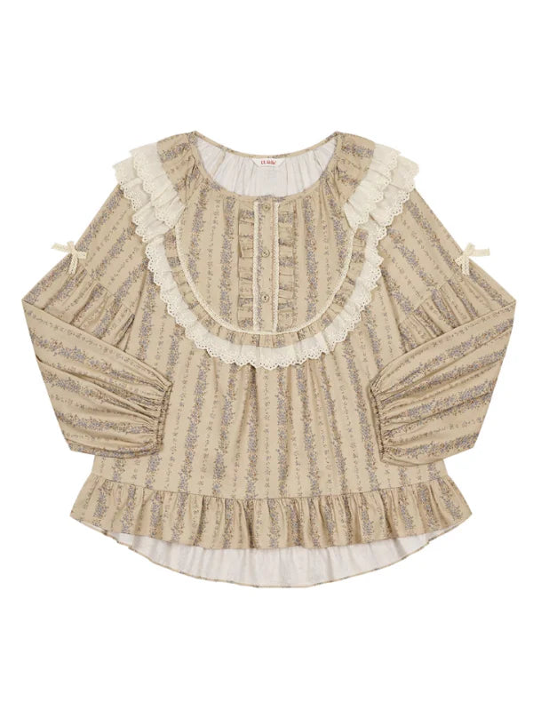 Vintage Ruffle Cotton Pajama Set