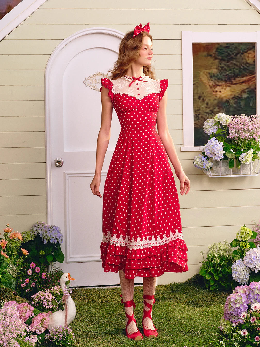 Sweetheart Cottage Polka Dot Dress
