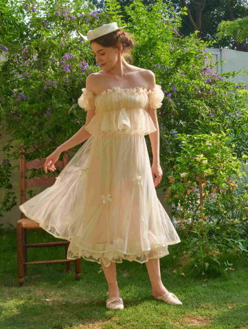 Pearl Ribbon Tulle Skirt