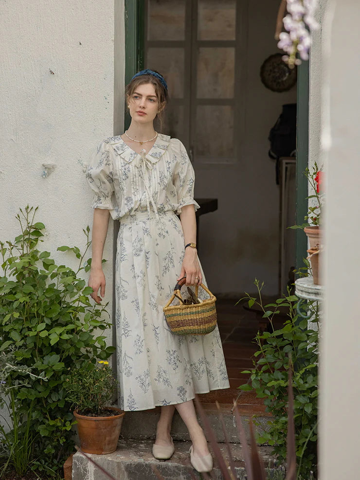 Emma's Sky Blossom Cottage Skirt