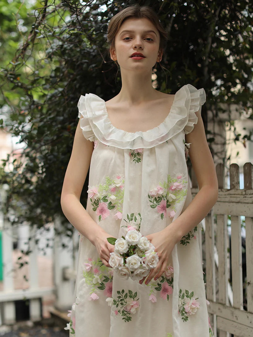 Blossom Whisper Embroidered Fairy Dress